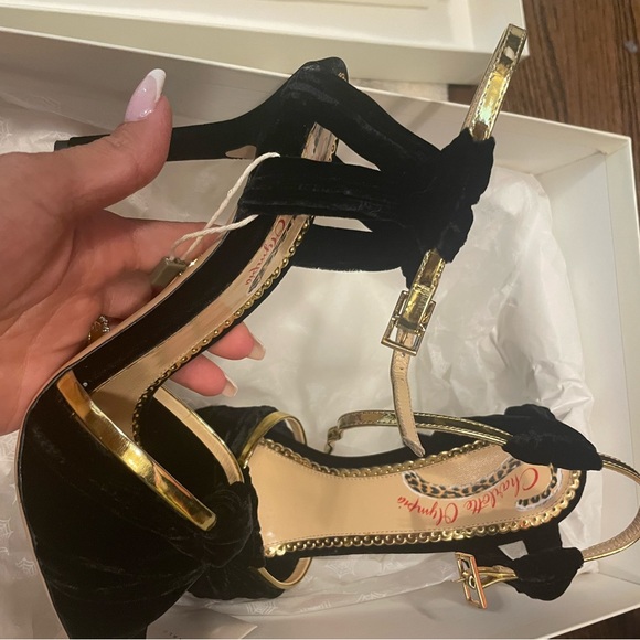 Brand new velvet Charlotte Olympia heeled sandals - Picture 7 of 14